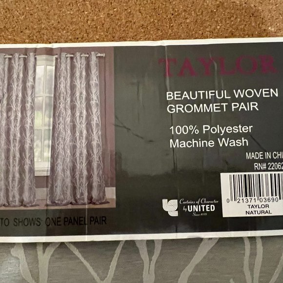 Set of 2 Taylor Gromet Curtain Panels 76"wide by 84"long New by United - Picture 6 of 7